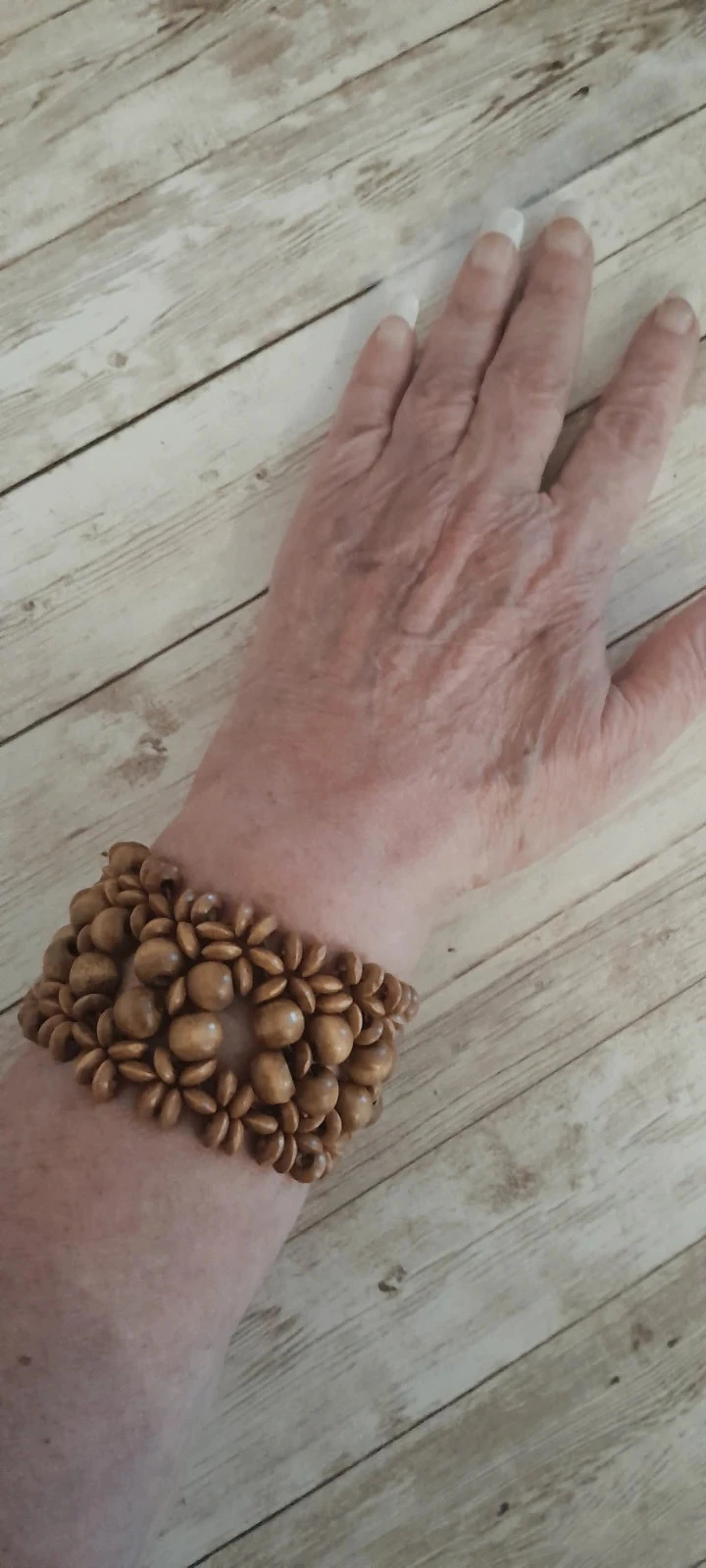 Bracelet en bois, couleur noisette/beige foncé, Bohème